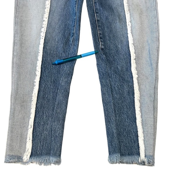 Carmar Marietta High Rise Two Tone Tapered Frayed Seams Denim Jeans Womens 26 - Picture 3 of 12